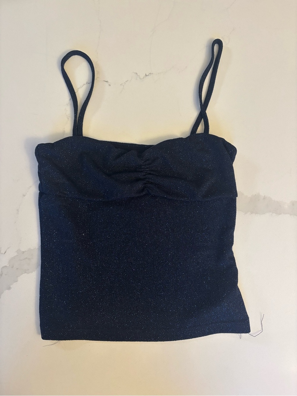 navy sparkle subdued tank top